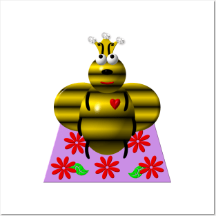 Cute Queen Bee on a Quilt Posters and Art